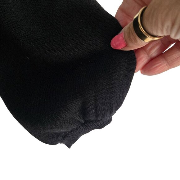 Nanette Lepore Black Covered Button Cropped Cardigan Sweater Silk Ribbon Size S - Picture 3 of 6